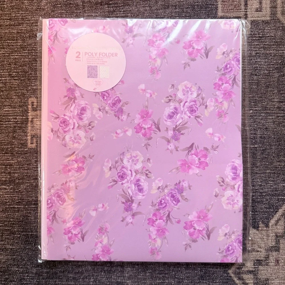 Love Shack Fancy Folders 2pk Poly Prong Folder Happy Floral Coquette Bow NEW